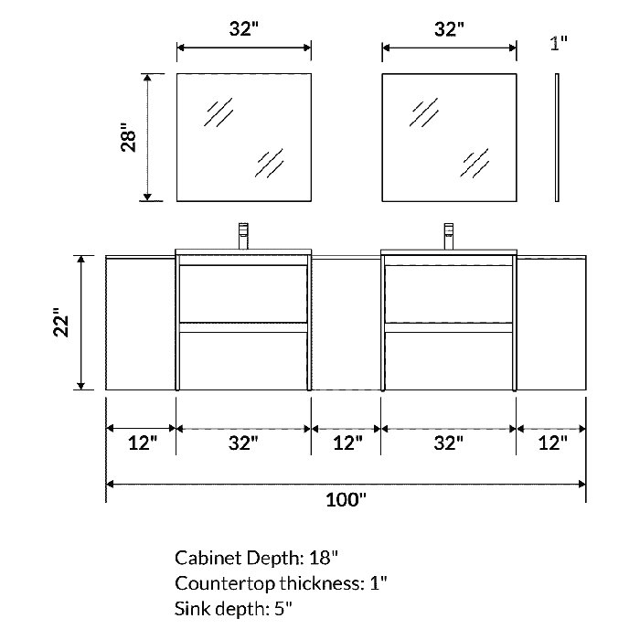 Latitude Run® Evant 100" WallMounted Double Bathroom Vanity Set with